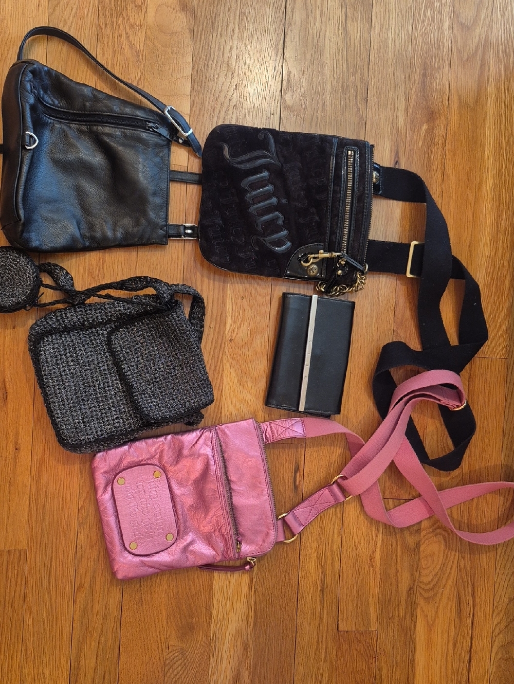 Juicy Couture Pink Metallic Crossbody Bag with Adjustable Strap